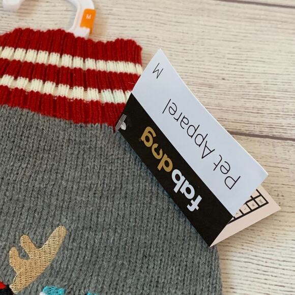 Christmas Dog Sweater Holiday HO HO HO Snowflake Santa Jingle Bell Fab Dog Sz M - Picture 12 of 13